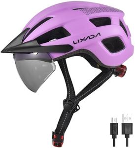 Lixada Casco de bicicleta con luz, 54-62 cm, especial para mujer, hombre, niños, casco de bicicleta con visera, plegable y luz trasera para hombre y mujer