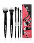 EIGSHOW 5 Pcs Makeup Brush Set, Essential Basic Makeup Brushes, Powder, Foundation, Shadow, Eyeliner Brush For Daily Makeup Look(Black)