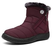 Womens Warm Fur Lined Winter Snow Boots Waterproof Ankle Boots Outdoor Booties Comfortable Shoes for Women,Red,8 M US=Label Size 40