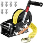 TRUQUAL Boat Trailer Winch, Heavy Duty Hand Crank winch with 33FT Strap, 2- Way Ratchet and Ratio 4:1/8:1Gear Two Speed Switchable 3500 lbs Boat Winches for Trailers, Towing Truck, ATV, RV and Jet Ski