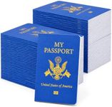 Llamau 90 Pcs Blank Blue Passport Books, Passport Notebook for Kids School Projects, World Travel Pretend Play, Classroom Activities, Geography Learning, Travel Theme Birthday Party Favors, Sticker Collection Journal, 5.5 x 3.9 Inch
