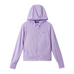 Rolanko Girls Summer Jacket with Thumbholes Long Sleeve Sun Protection Quick Dry Zipper Hoodie Kids Rash Guard Tops, Purple, Size: 140/8-9 Years