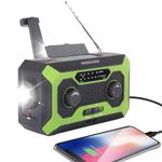 Emergency Solar Radio, Survival Hand Crank Dynamo Wind Up AM FM Weather Radio Portable with Bright Flashlight Kit, SOS Alarm, Reading Lamp, Headphone Audio, Built-in 4000mAh Power Bank for Cellphone