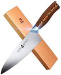 TUO Chefs Knife, 7 inch Kitchen Knives, German X50Cr15MoV Stainless Steel with Eye-catching Egrgonomic Pakkawood Handle, Razor Sharp Stain Rust Resistant, Fiery Series