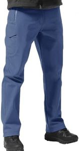 FREE SOLDIER Men's Outdoor Softshell Fleece Lined Cargo Pants Snow Ski Hiking Pants with Belt (Blue 42W/30L)