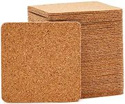 50 Pack Square Self Adhesive Cork Board Backings for DIY Crafts, Projects, Customizable Cork Tiles, Cork Squares for Coasters, Decor (1.5 mm Thick, 3.7 in Length)