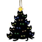 Black Cat Christmas Halloween Ornaments - Cute Black Cat Xmas Decor Tree Hanging Tree Topper- 2023 Black Cat Christmas Decoration Ornaments for Cat Lovers