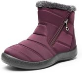 DREAM PAIRS Winter Boots for Women Warm Fur Lined with Zipper Flat Ankle Boots Comfortable Lightweight Outdoor Indoor Booties,Size 9.5,Purple,SDSB2438W