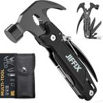 JIFFIX 14-in-1 Multitool Hammer, Pohaku Multitool with DIY Stickers, Safety Lock, Screwdriver Bits Set and Durable Nylon Sheath, Multi Tool for Outdoor, Ideal Gifts for Father, Husband, Boyfriend