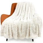 TOONOW Faux Fur Blanket 51" x67" Super Soft Fuzzy Fluffy Plush Throw Blanket Warm Comfy Cozy Throws Furry Shaggy Tie-dye Blanket for Couch, Sofa, Bed，Cream White