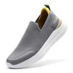 FitVille Men's Extra Wide Slip-On Walking Shoes Casual Loafers for Flat Feet Plantar Fasciitis - BriskWalk (Grey, 11 Wide)