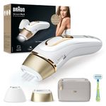 Braun IPL Silk Expert Pro 5, At Home Device for Visible Permanent Hair Removal, For Women & Men With Venus Razor & Precision Head, Premium Pouch, Alternative For Laser Hair Removal, PL5124, White/Gold