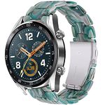 Miimall Resin Strap Compatible with Samsung Galaxy watch 46mm, 22mm Waterproof and Light weight Band with Stainless Steel Buckle Strap for Gear S3 Frontier/Classic (Facebook Green)