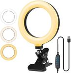 Selfie Ring Light with Clamp Mount,FREEUP 6.3" Dimmable Desktop LED Circle Light for Makeup/Live Streaming/TIK Tok/YouTube/Broadcast,Video Conference Light with 3 Light Modes & 10 Brightness Level