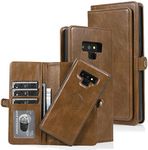 Cavor for Samsung Note 9 Wallet Case,for Samsung Galaxy Note9 Case,2 in 1 Magnetic Detachable Case Leather Flip Cover with Stand Feature & Card Slots & Wristlet Strap (6.4")-Brown