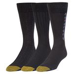 Gold Toe Men's Big and Tall Dress Crew Socks, 3 Pairs, Black, Shoe Size: 12-16