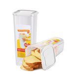 Flexzion 2 Pack Bread Containers Storage Airtight Loaf - Bread Loaf Storage Container, Clear Bread Box for Homemade Bread BPA-Free Space-Saving & Durable Plastic Bread Container & Dispenser, White