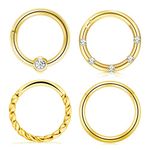 D.Bella 16G Septum Rings Clicker Hinged Septum 8mm Nose Rings Helix Tragus Snug Lip Rook Daith Earrings Belly Button Ring Piercing Jewelry for Women Men, Gold