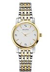 Bulova Diamond Women's Quartz Watch with Silver Dial Analogue Display and Gold/Silver Ion-Plated Bracelet 98P115