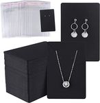 Heatigo Earring Display Card, Earring Card Display Earring Holder Cards,with Self-Seal Bags, Necklace Display Cards,Earring Card Holder Blank Kraft Paper Tags for DIY Jewelry Display (Black)