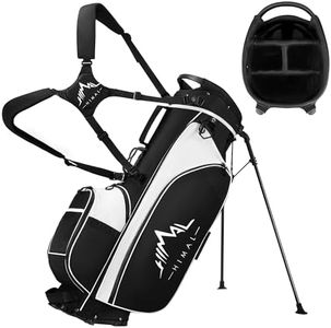 UNIHIMAl 4-Way Golf Stand Bag, Waterproof Golf Bag for Men & Women with Rain Hood & Foldable Base （Black White）