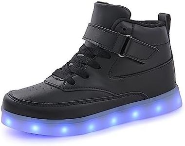 Voovix Unisex LED Shoes Light Up Shoes High Top Sneakers for Women Men, Black, 12 Women/9 Men