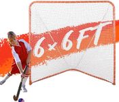 FLITURE Lacrosse Goal, 6x6 FT Foldable Lacrosse Goal, Portable Lacrosse Nets for Backyard, Orange Heavy-Duty Steel Frame with Lacrosse Training Net