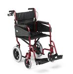 DAYS Escape Lite Wheelchair, Attendant Propelled Lightweight Aluminium with Folding Frame, Mobility Aid, Comfy and Sturdy, Portable Transit Travel Chair, Removable Footrests, Standard Size, Ruby Red