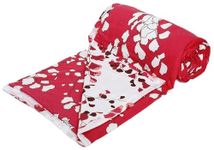 Trance Home Linen Pure Cotton Reversible 200 TC Dohar Toddler Size|Cotton Ac Quilt For Babies|Infants - New Born Blanket|Soft Light-Weight Bed Blanket 0-4 Years Kids(140CmX100Cm,Red White Leaves)