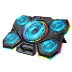 CLAW Glacier F13 RGB Laptop Cooling Pad with 5 Turbo Fans, 7 Adjustable Height with Switch Control and LCD Screen | Black