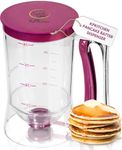 KPKitchen Pancake Batter Dispenser - Kitchen Must Have Tool for Perfect Pancakes, Cupcake, Waffle, Muffin Mix, Cake & Crepe - Easy Pour Baking Supplies for Griddle - Pancake Maker with Measuring Label