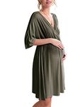 Ekouaer 3 in 1 Labor/Delivery/Hospital Gown Maternity Dress Nursing Nightgown Sleepwear for Breastfeeding, Army Green, Small