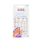 KISS Gel Fantasy Fake White Toenails Pedicure Set with Mini Nail File, Nail Glue & 28 Glue-On Fake Nails