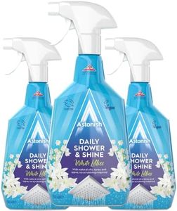 Astonish Daily Shower Shine White Lilies Cleaning Spray 3 Pack - No Scrub After Shower Spray Foam Prevents Watermarks & Limescale Buildup - Cruelty-Free Household Cleaning Products,750ml Spray Bottles