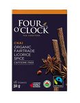 Four O'Clock Organic Fairtrade Chai Tea Licorice Spice, Non-Gmo, Kosher, Gluten-Free, 16 Count, 32g