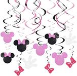 Esrinse Minnie Swirl Hanging Decorations, 30pcs Ceiling Streamers for Minnie Mouse Birthday Party, Cute Mouse Theme Decor Party Supplies Party Favors for Kids