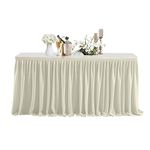 Trimming Shop Table Skirt, 21 Feet Pleated Rectangle Polyester Ivory Table Decoration Tableware, Party, Wedding, Birthday, Baby Shower, Home Decoration, Banquet, Events, 1 piece