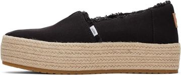 TOMS women's Valencia Platform Espadrille Sneakers Loafer Flat, Black, 7