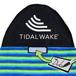 Tidal Wake TAG-IT Round Nose Green & Blue Striped Surf & Wake Board Sock Bag with Built-in Name Tag, 60" Tag Your Bag - Personalize with Your Name! (Green Striped)