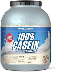 Body Attack 100% proteína de caseína, rico en aminoácidos esenciales, desarrollo de músculos, bajo en carbohidratos para, los atletas y las personas conscientes de su físico, crema de vainilla, 1,8 kg