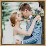 SIGNFORD Framed Custom Canvas Prints Personalized Wall Art with Your Wedding Photos Digitally Printed - 16"x16" inches, Natural Frame