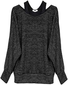 Van Der Rich ® - Camisa Sudaderas (2 Piezas) Manga Larga para - Mujer (L, Negro Suéter)