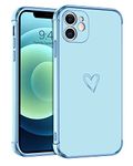 BENTOBEN iPhone 12 Case, iPhone 12 Phone Case, Cute Heart Pattern Slim Fit Soft Flexible Shockproof TPU Bumper Protective Women Girls Boys Men Non-Slip Lightweight Cover for iPhone 12 6.1 Inch, Blue