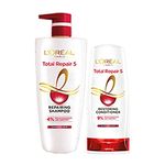 L'Oréal Paris Shampoo & Conditioner, For Damaged and Weak Hair, With Pro-Keratin + Ceramide, Total Repair 5, Bundle Pack, 704ml + 192.5ml