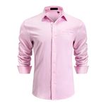 Enlision Men's Pink Shirts Long Sleeve Wedding Dress Shirt for Men Button Up Shirts L