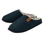 DUNLOP Mens Felt Mule Slippers - Navy - UK 11