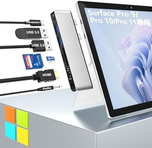Surface Pro 11/10/9 Hub Docking Station with 4K HDMI, USB-C Thunderbolt 4 (Display+Data+100W PD), 2 USB 3.0, SD TF Card Reader, 3.5mm Audio Port, Accessories for Surface Pro 11/Pro 10/Pro 9/Pro X