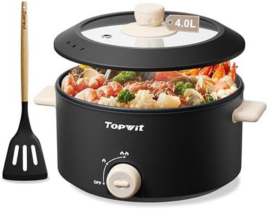 TOPWIT Hot Pot Electric, 4L Electric Pot with Non-Stick Coating, Dual Power Electric Cooker for Deep Frying, Steak, Pasta, Multi-Functional Large Capaity Shabu Shabu Pot for Party, Gathering, Black