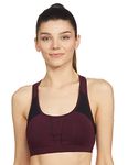 Enamor Racer Back Medium-Impact Sports Bra for Women with Removable Pads- High Coverage, Padded and Wirefree(SB08_GRAPE WINE_M)