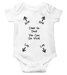 SMARTYPANTS Come On Dad! You Can Do This! Cute Funny Fun Cheer Instructions New Father Dad Dada Dressed Baby Clothes Short Sleeved Babygrow Bodysuit Onesie Vest Gift Present (0-3 Months, White)